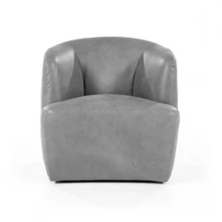 Meubles & Design Fauteuils Fauteuil Cuir Rond Design Gris -Fauteuils, poufs et repose-pieds Soldes fauteuil cuir rond design gris 2