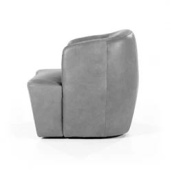 Meubles & Design Fauteuils Fauteuil Cuir Rond Design Gris -Fauteuils, poufs et repose-pieds Soldes fauteuil cuir rond design gris 3