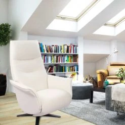 My New Design Fauteuils Fauteuil De Relaxation Manuel Design - Cuir Blanc -Fauteuils, poufs et repose-pieds Soldes fauteuil de relaxation manuel design cuir blanc 3