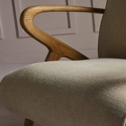 Signature Fauteuils Fauteuil De Salon En Chêne Et Assise En Lin Beige - L66 Cm -Fauteuils, poufs et repose-pieds Soldes fauteuil de salon en chene et assise en lin beige l66 cm 4