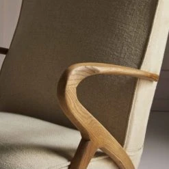 Signature Fauteuils Fauteuil De Salon En Chêne Et Assise En Lin Beige - L66 Cm -Fauteuils, poufs et repose-pieds Soldes fauteuil de salon en chene et assise en lin beige l66 cm 5