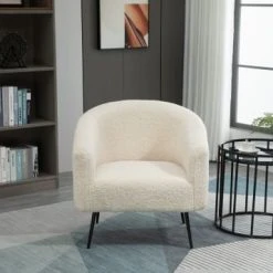 Nordlys Fauteuils Fauteuil De Salon En Métal Et Bouclettes Blanches -Fauteuils, poufs et repose-pieds Soldes fauteuil de salon en metal et bouclettes blanches 2