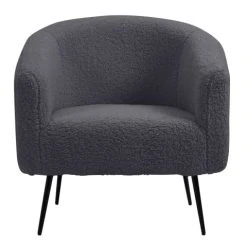 Nordlys Fauteuils Fauteuil De Salon En Métal Et Bouclettes Grises -Fauteuils, poufs et repose-pieds Soldes fauteuil de salon en metal et bouclettes grises 3