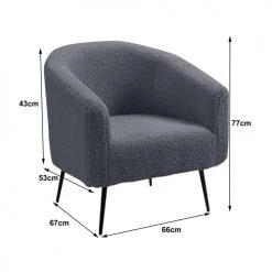 Nordlys Fauteuils Fauteuil De Salon En Métal Et Bouclettes Grises -Fauteuils, poufs et repose-pieds Soldes fauteuil de salon en metal et bouclettes grises 4