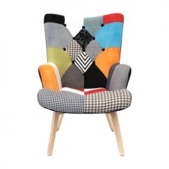 The Home Deco Factory Fauteuils Fauteuil Design Coloré Patchwork -Fauteuils, poufs et repose-pieds Soldes fauteuil design colore patchwork 4