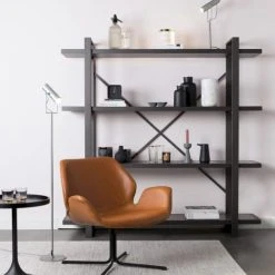 Zuiver Fauteuils Fauteuil Design En Simili Cuir Noir -Fauteuils, poufs et repose-pieds Soldes fauteuil design en simili cuir noir 3