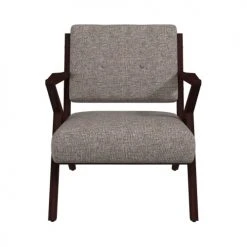 Drawer Fauteuils Fauteuil Design En Tissu Et Bois Foncé Taupe -Fauteuils, poufs et repose-pieds Soldes fauteuil design en tissu et bois fonce taupe 2