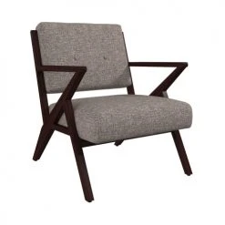 Drawer Fauteuils Fauteuil Design En Tissu Et Bois Foncé Taupe