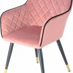 ReCollection Fauteuils Fauteuil Design Rembourrée Velours Rose Pieds Noir Et Doré
