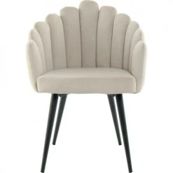 ReCollection Fauteuils Fauteuil Design Rétro Rembourré En Velours Beige -Fauteuils, poufs et repose-pieds Soldes fauteuil design retro rembourre en velours beige 2