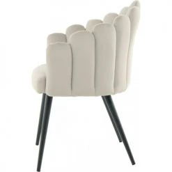 ReCollection Fauteuils Fauteuil Design Rétro Rembourré En Velours Beige -Fauteuils, poufs et repose-pieds Soldes fauteuil design retro rembourre en velours beige 3