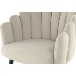 ReCollection Fauteuils Fauteuil Design Rétro Rembourré En Velours Beige -Fauteuils, poufs et repose-pieds Soldes fauteuil design retro rembourre en velours beige 5