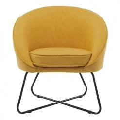 Moloo Fauteuils Fauteuil Design Tissu Curry Pieds Métal Noir -Fauteuils, poufs et repose-pieds Soldes fauteuil design tissu curry pieds metal noir 4