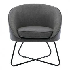 Moloo Fauteuils Fauteuil Design Tissu Gris Pieds Métal Noir -Fauteuils, poufs et repose-pieds Soldes fauteuil design tissu gris pieds metal noir 4