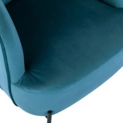 Moloo Fauteuils Fauteuil Design Velours Bleu Canard Pieds Métal Noir -Fauteuils, poufs et repose-pieds Soldes fauteuil design velours bleu canard pieds metal noir 3