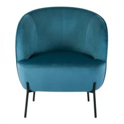 Moloo Fauteuils Fauteuil Design Velours Bleu Canard Pieds Métal Noir -Fauteuils, poufs et repose-pieds Soldes fauteuil design velours bleu canard pieds metal noir 4