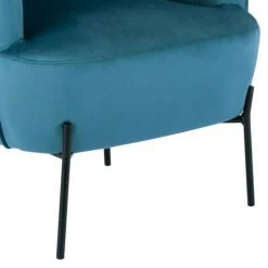 Moloo Fauteuils Fauteuil Design Velours Bleu Canard Pieds Métal Noir -Fauteuils, poufs et repose-pieds Soldes fauteuil design velours bleu canard pieds metal noir 5