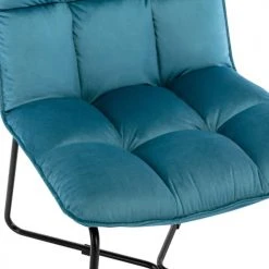 Moloo Fauteuils Fauteuil Design Velours Bleu Canard Pieds Métal Noir -Fauteuils, poufs et repose-pieds Soldes fauteuil design velours bleu canard pieds metal noir 8