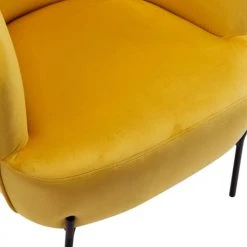 Moloo Fauteuils Fauteuil Design Velours Curry Pieds Métal Noir -Fauteuils, poufs et repose-pieds Soldes fauteuil design velours curry pieds metal noir 3