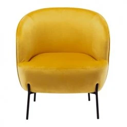 Moloo Fauteuils Fauteuil Design Velours Curry Pieds Métal Noir -Fauteuils, poufs et repose-pieds Soldes fauteuil design velours curry pieds metal noir 4