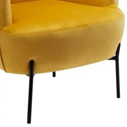 Moloo Fauteuils Fauteuil Design Velours Curry Pieds Métal Noir -Fauteuils, poufs et repose-pieds Soldes fauteuil design velours curry pieds metal noir 5