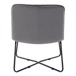 Moloo Fauteuils Fauteuil Design Velours Gris Pieds Métal Noir -Fauteuils, poufs et repose-pieds Soldes fauteuil design velours gris pieds metal noir 2