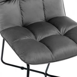 Moloo Fauteuils Fauteuil Design Velours Gris Pieds Métal Noir -Fauteuils, poufs et repose-pieds Soldes fauteuil design velours gris pieds metal noir 3