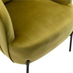 Moloo Fauteuils Fauteuil Design Velours Kaki Pieds Métal Noir -Fauteuils, poufs et repose-pieds Soldes fauteuil design velours kaki pieds metal noir 3