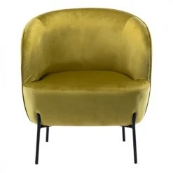 Moloo Fauteuils Fauteuil Design Velours Kaki Pieds Métal Noir -Fauteuils, poufs et repose-pieds Soldes fauteuil design velours kaki pieds metal noir 4