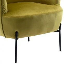 Moloo Fauteuils Fauteuil Design Velours Kaki Pieds Métal Noir -Fauteuils, poufs et repose-pieds Soldes fauteuil design velours kaki pieds metal noir 5