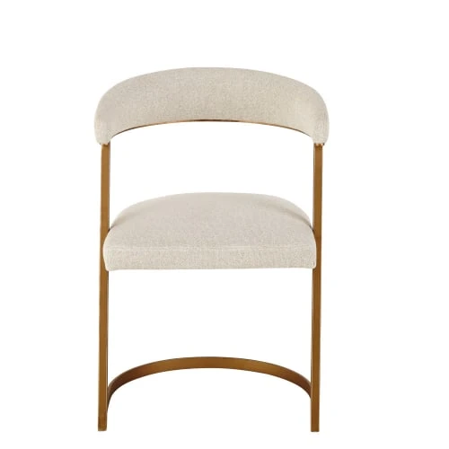 Maisons Du Monde Fauteuils Fauteuil écru Chiné Et Métal Coloris Laiton 2 Maisons Du Monde Fauteuils Fauteuil écru Chiné Et Métal Coloris Laiton – Image 2