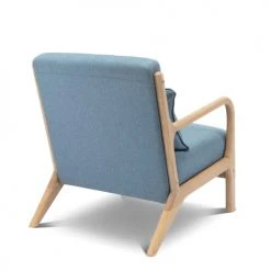 Alice's Garden Fauteuils Fauteuil En Bois Avec Tissu Bleu 65x 80x79cm -Fauteuils, poufs et repose-pieds Soldes fauteuil en bois avec tissu bleu 65x 80x79cm 2