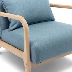 Alice's Garden Fauteuils Fauteuil En Bois Avec Tissu Bleu 65x 80x79cm -Fauteuils, poufs et repose-pieds Soldes fauteuil en bois avec tissu bleu 65x 80x79cm 3