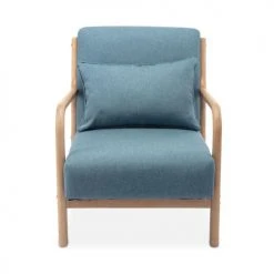 Alice's Garden Fauteuils Fauteuil En Bois Avec Tissu Bleu 65x 80x79cm -Fauteuils, poufs et repose-pieds Soldes fauteuil en bois avec tissu bleu 65x 80x79cm 4