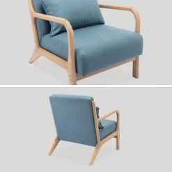 Alice's Garden Fauteuils Fauteuil En Bois Avec Tissu Bleu 65x 80x79cm -Fauteuils, poufs et repose-pieds Soldes fauteuil en bois avec tissu bleu 65x 80x79cm 5
