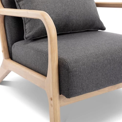 Alice's Garden Fauteuils Fauteuil En Bois Avec Tissu Gris Foncé 65x 80x79cm 4 Alice's Garden Fauteuils Fauteuil En Bois Avec Tissu Gris Foncé 65x 80x79cm – Image 4