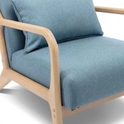 Alice's Garden Fauteuils Fauteuil En Bois Avec Tissu Vert D'eau 65x 80x79cm -Fauteuils, poufs et repose-pieds Soldes fauteuil en bois avec tissu vert d eau 65x 80x79cm 3