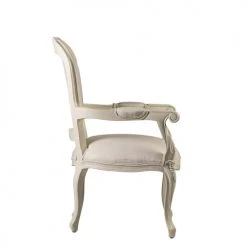 MOYCOR Fauteuils Fauteuil En Bois D'acajou Blanc Et Revêtement En Polyester Blanc -Fauteuils, poufs et repose-pieds Soldes fauteuil en bois d acajou blanc et revetement en polyester blanc 2
