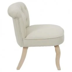 The Home Deco Factory Fauteuils Fauteuil En Bois Et Tissu Eleonore Beige -Fauteuils, poufs et repose-pieds Soldes fauteuil en bois et tissu eleonore beige 2