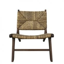 MOYCOR Fauteuils Fauteuil En Bois Marron Et Beige -Fauteuils, poufs et repose-pieds Soldes fauteuil en bois marron et beige 2