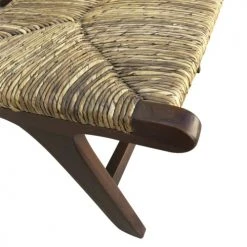 MOYCOR Fauteuils Fauteuil En Bois Marron Et Beige -Fauteuils, poufs et repose-pieds Soldes fauteuil en bois marron et beige 4