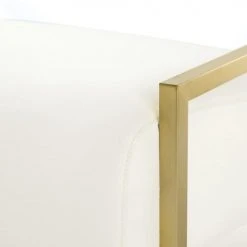 Maisons Du Monde Fauteuils Fauteuil En Coton Blanc Et Pieds En Métal Doré -Fauteuils, poufs et repose-pieds Soldes fauteuil en coton blanc et pieds en metal dore 1000 4 12 199108 4