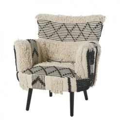 Maisons Du Monde Fauteuils Fauteuil En Coton Tressé Motifs Ivoire Et Noirs