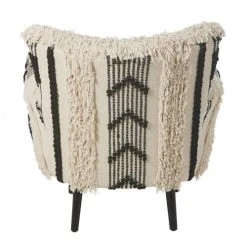 Maisons Du Monde Fauteuils Fauteuil En Coton Tressé Motifs Ivoire Et Noirs -Fauteuils, poufs et repose-pieds Soldes fauteuil en coton tresse motifs ivoire et noirs 1000 3 2 187003 3