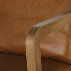 Maisons Du Monde Fauteuils Fauteuil En Cuir De Vache Marron Et Bois De Chêne -Fauteuils, poufs et repose-pieds Soldes fauteuil en cuir de vache marron et bois de chene 1000 2 3 222141 4