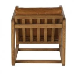 Maisons Du Monde Fauteuils Fauteuil En Cuir De Vache Marron Et Bois De Chêne -Fauteuils, poufs et repose-pieds Soldes fauteuil en cuir de vache marron et bois de chene 1000 2 3 222141 5