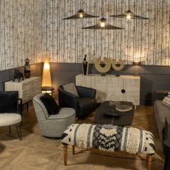 Now’s Home Fauteuils Fauteuil En Cuir De Vache Noir -Fauteuils, poufs et repose-pieds Soldes fauteuil en cuir de vache noir 3