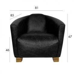 Now’s Home Fauteuils Fauteuil En Cuir De Vache Noir -Fauteuils, poufs et repose-pieds Soldes fauteuil en cuir de vache noir 4
