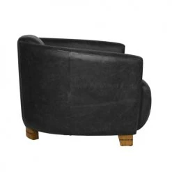 Now’s Home Fauteuils Fauteuil En Cuir De Vache Noir -Fauteuils, poufs et repose-pieds Soldes fauteuil en cuir de vache noir 5