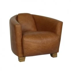 Now’s Home Fauteuils Fauteuil En Cuir De Vache Noisette